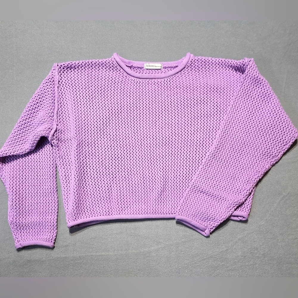 Zenana Outfitters New In Poly Lavender Knit Sweater Small PTP 28 Length 21 - Picture 2 of 7